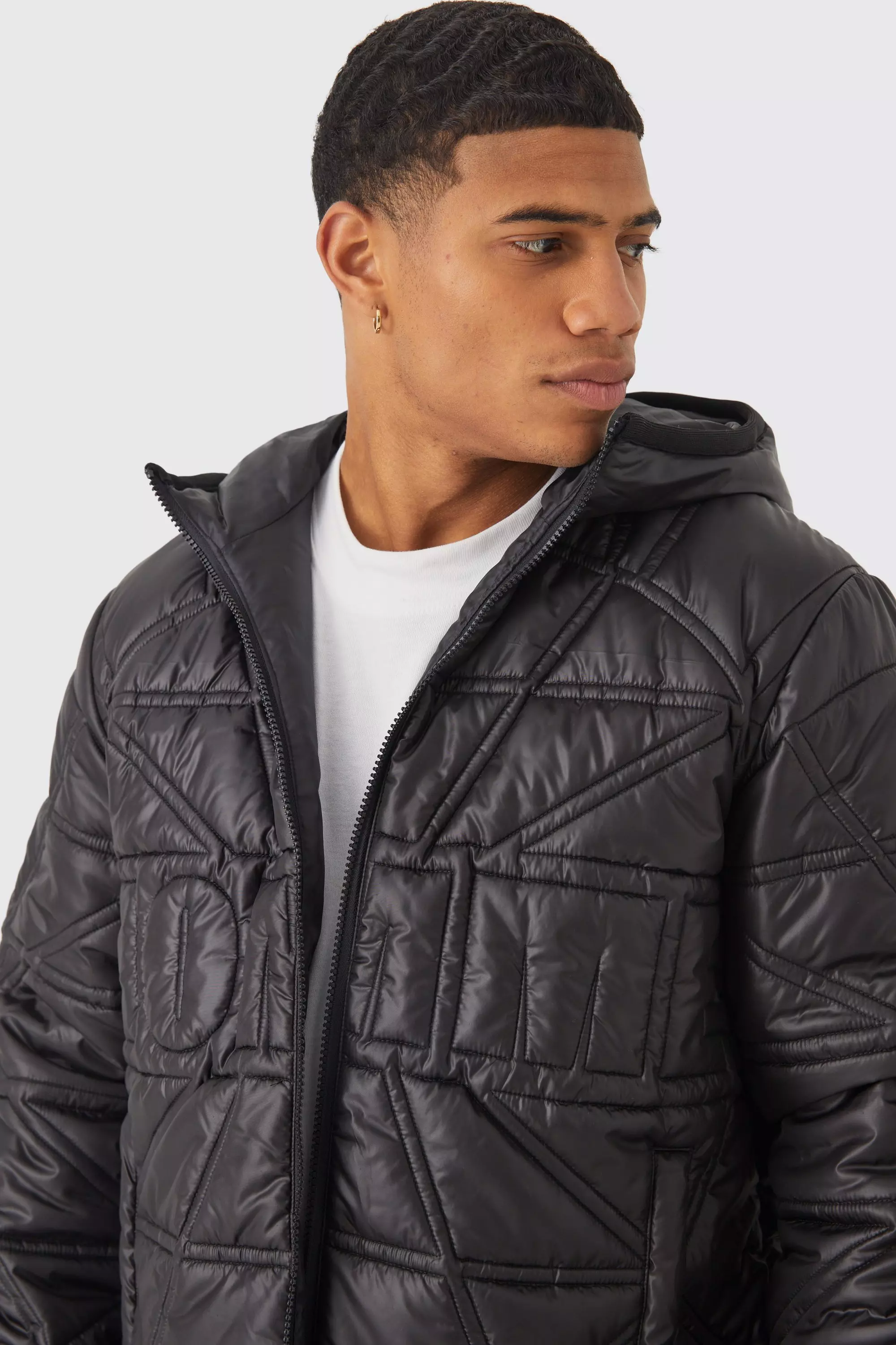 Black Homme Quilted Puffer With Hood alternative image