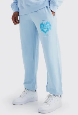 Homme Heart Graphic Sweatpants Light blue