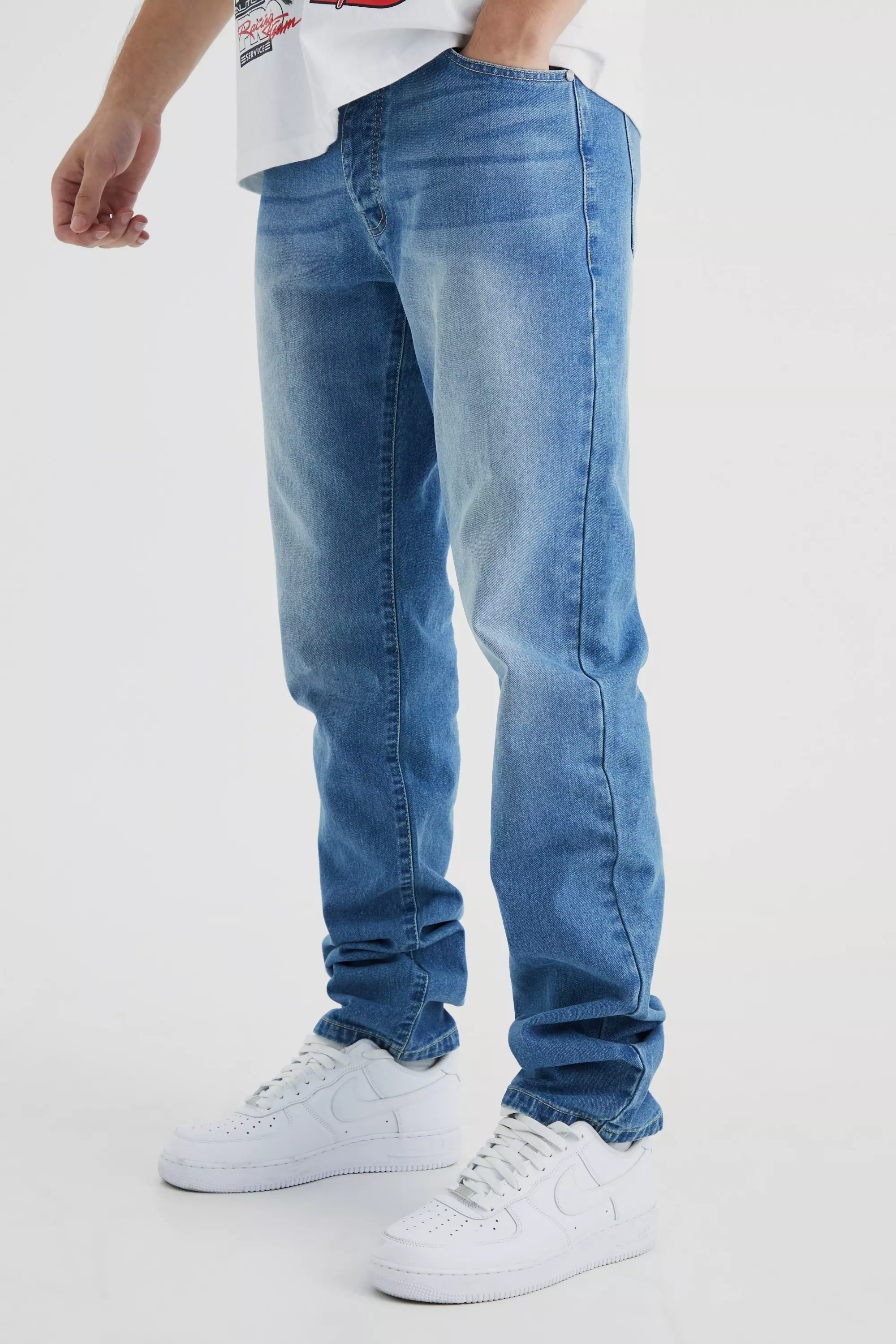 Mid blue Tall Onbewerkte Jeans Met Rechte Pijpen alternatieve afbeelding