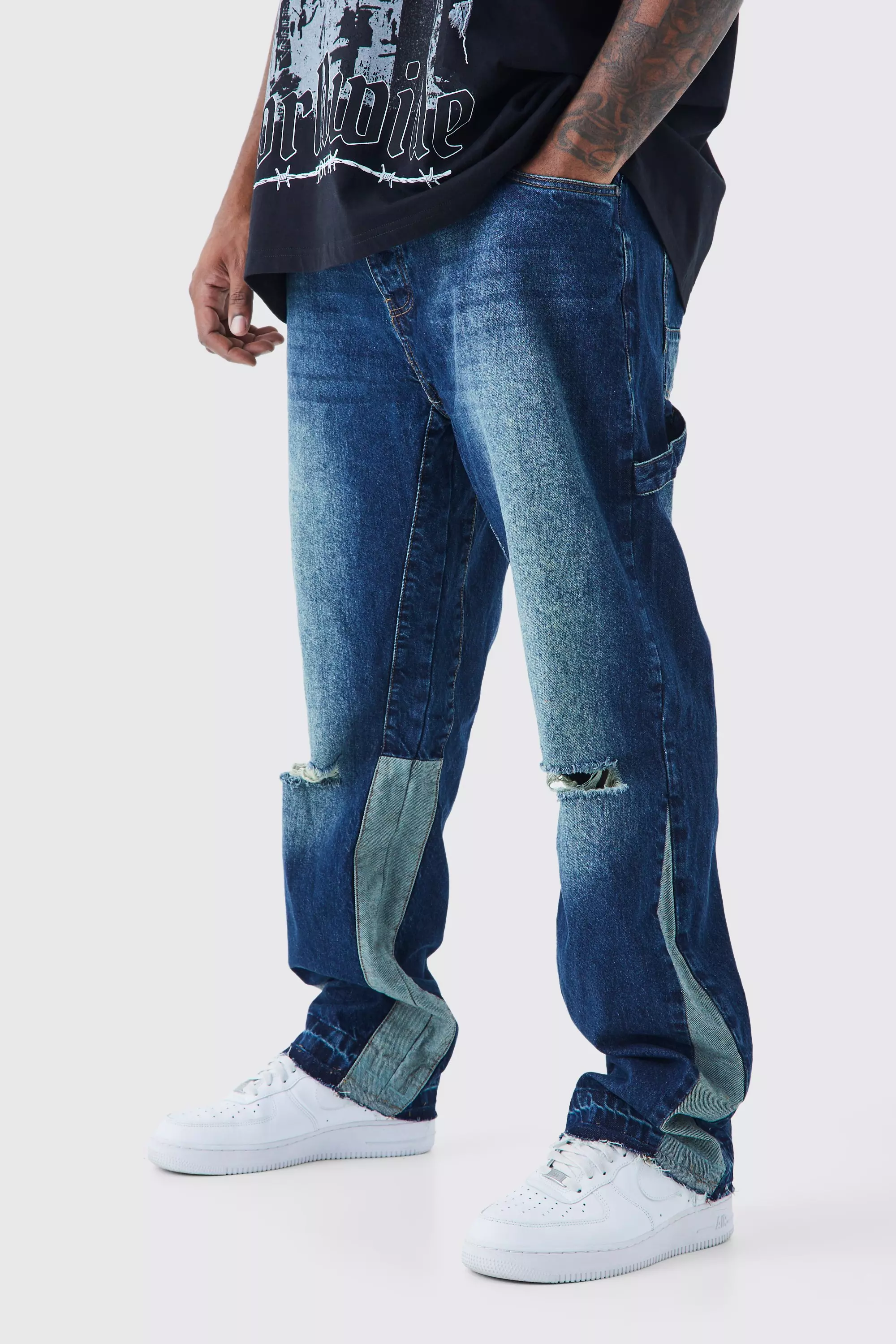 Plus Straight Rigid Carpenter Jeans Antique blue