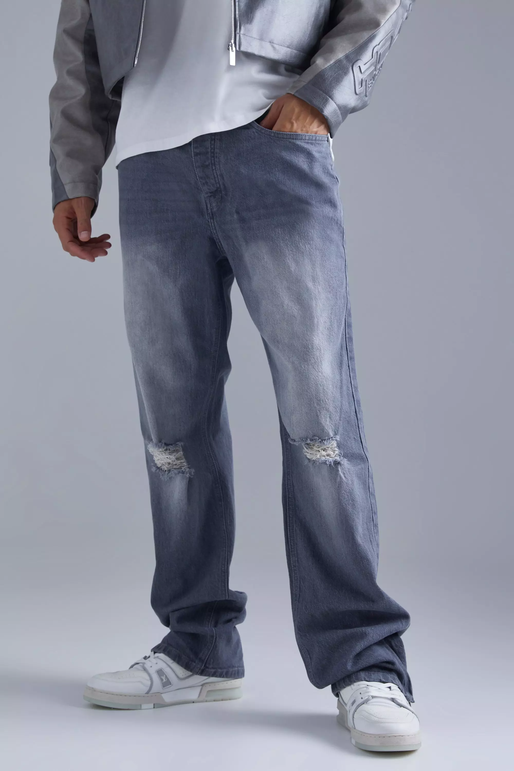 Tall lockere Jeans mit Reißverschluss-Saum, Grey alternatives Bild