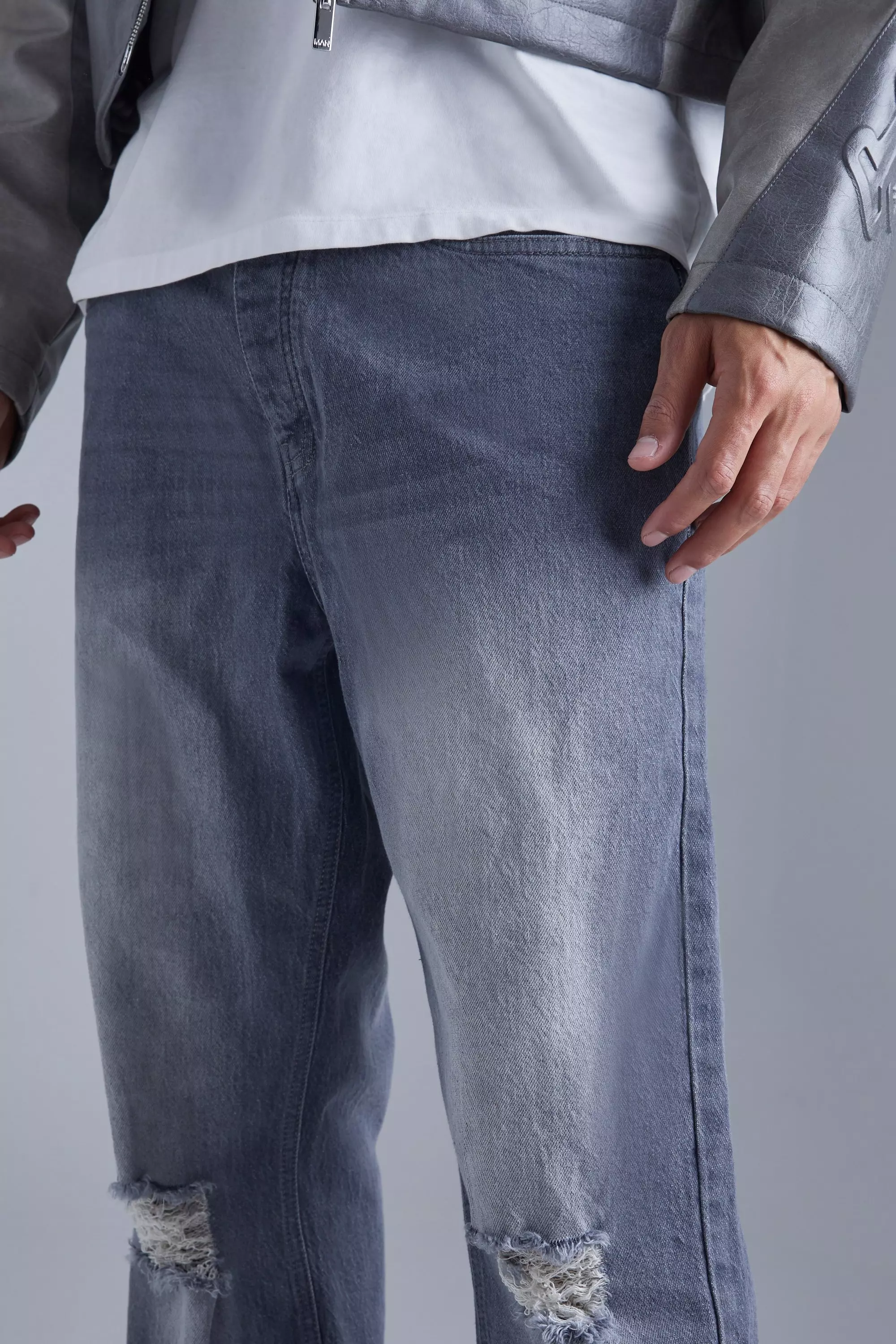 Tall lockere Jeans mit Reißverschluss-Saum, Grey alternatives Bild