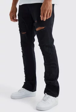 Tall Slim Rigid Flare Star Applique Jeans True black
