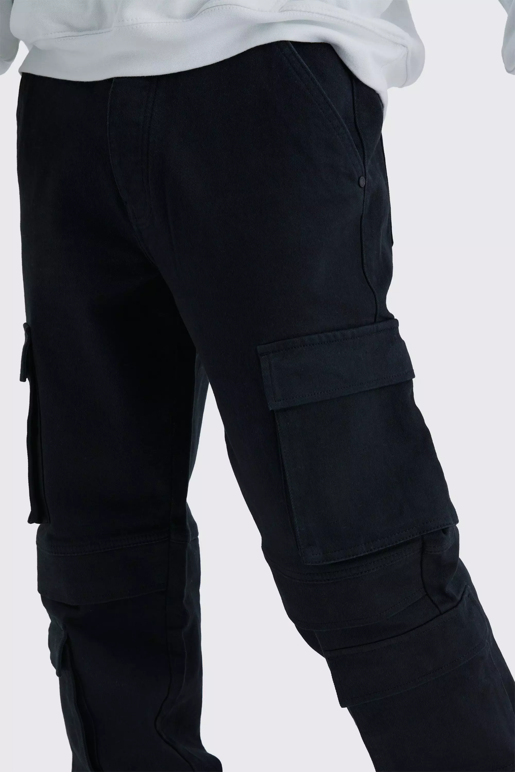Washed black Tall Gebleekte Baggy Cargo Jeans Met Zakken alternatieve afbeelding