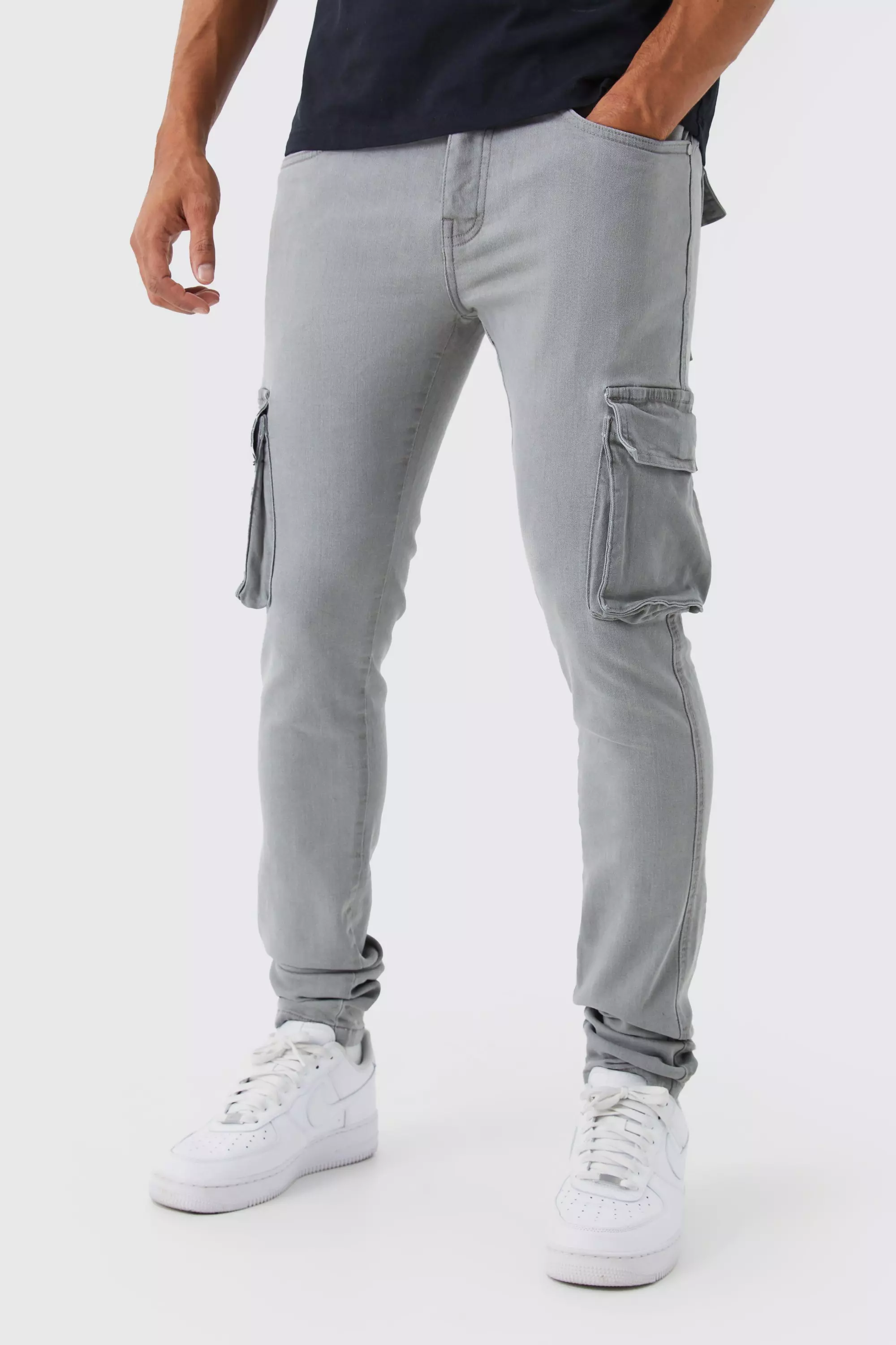 Men's Cargo Jeans Skinny Fit Grey Bolf R61064S0