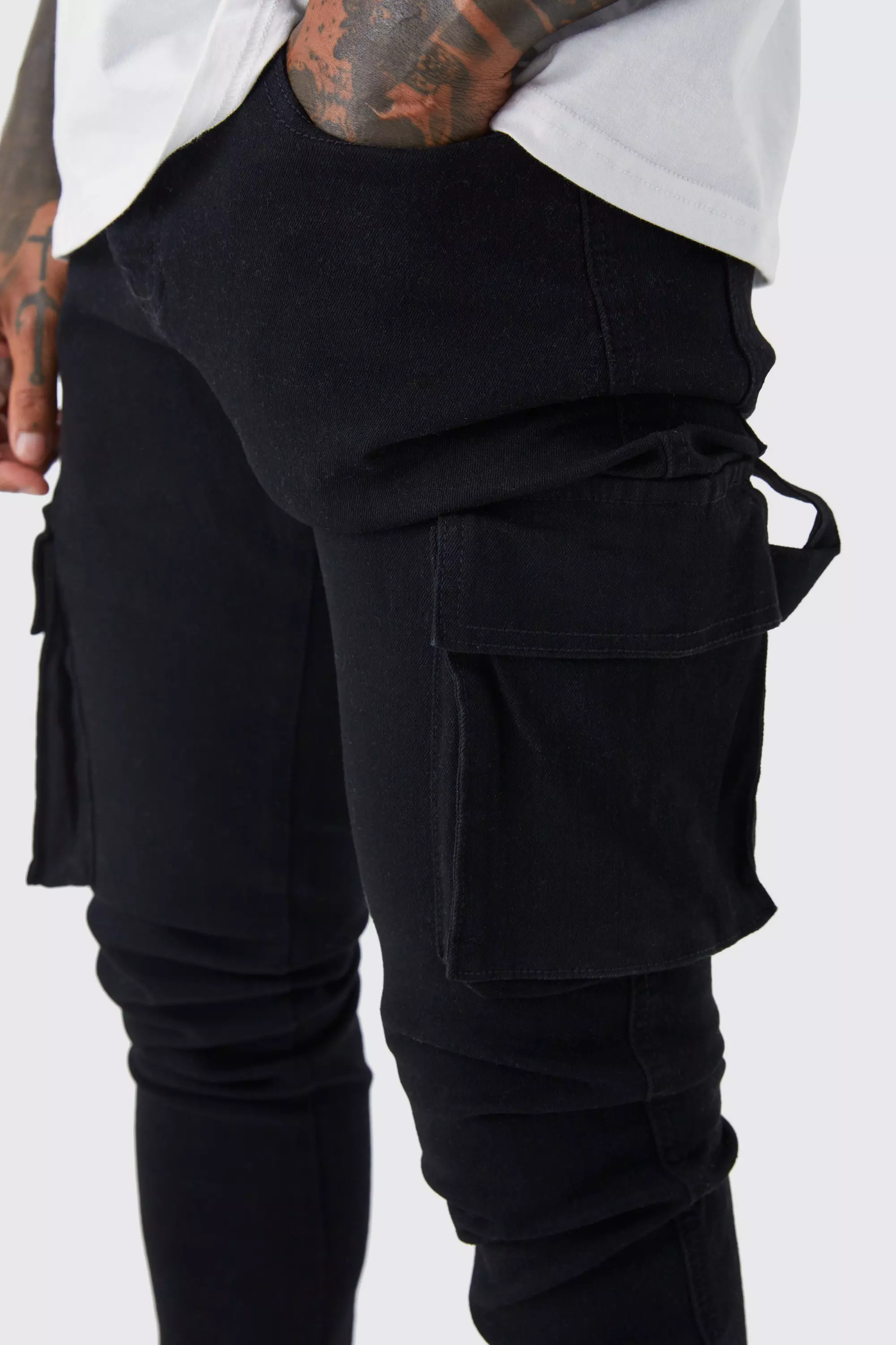Skinny Stretch Carpenter Cargo Jean | boohooMAN USA