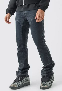 Charcoal Grey Slim Rigid Flare Overdye Carpenter Jeans