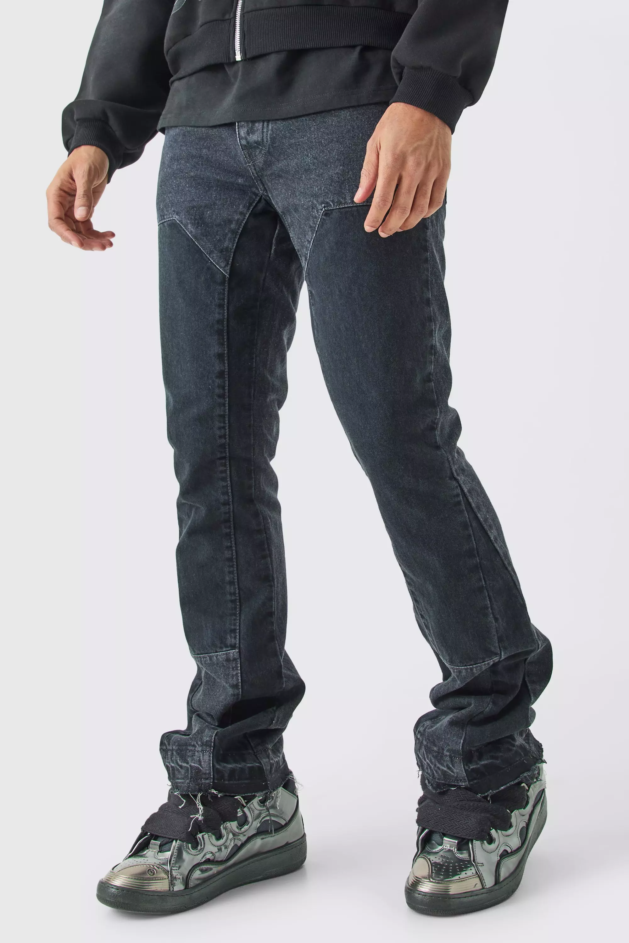 Slim Rigid Flare Overdye Carpenter Jeans Charcoal