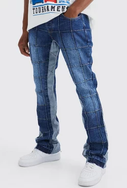 Blue Slim Rigid Flare Panelled Gusset Jean