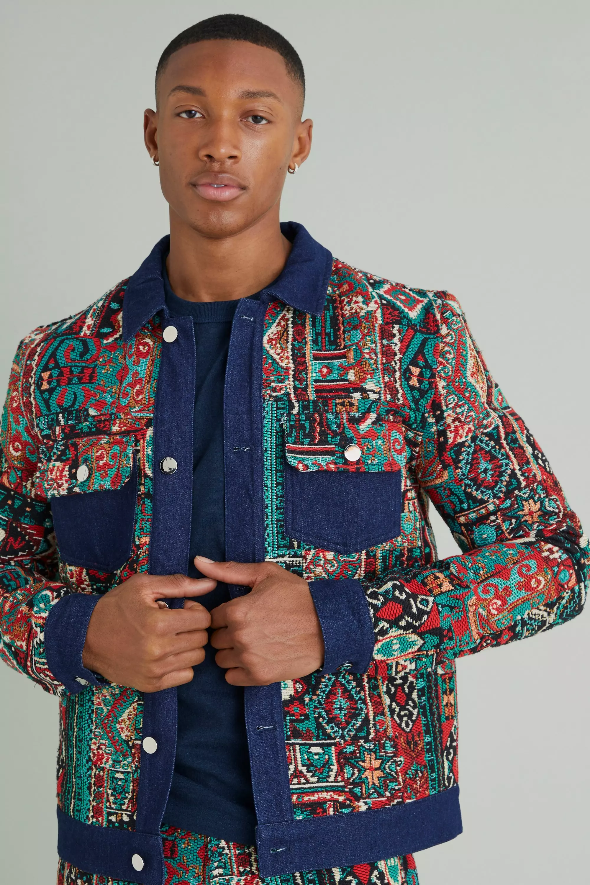 Tapestry Jean Jackets Red
