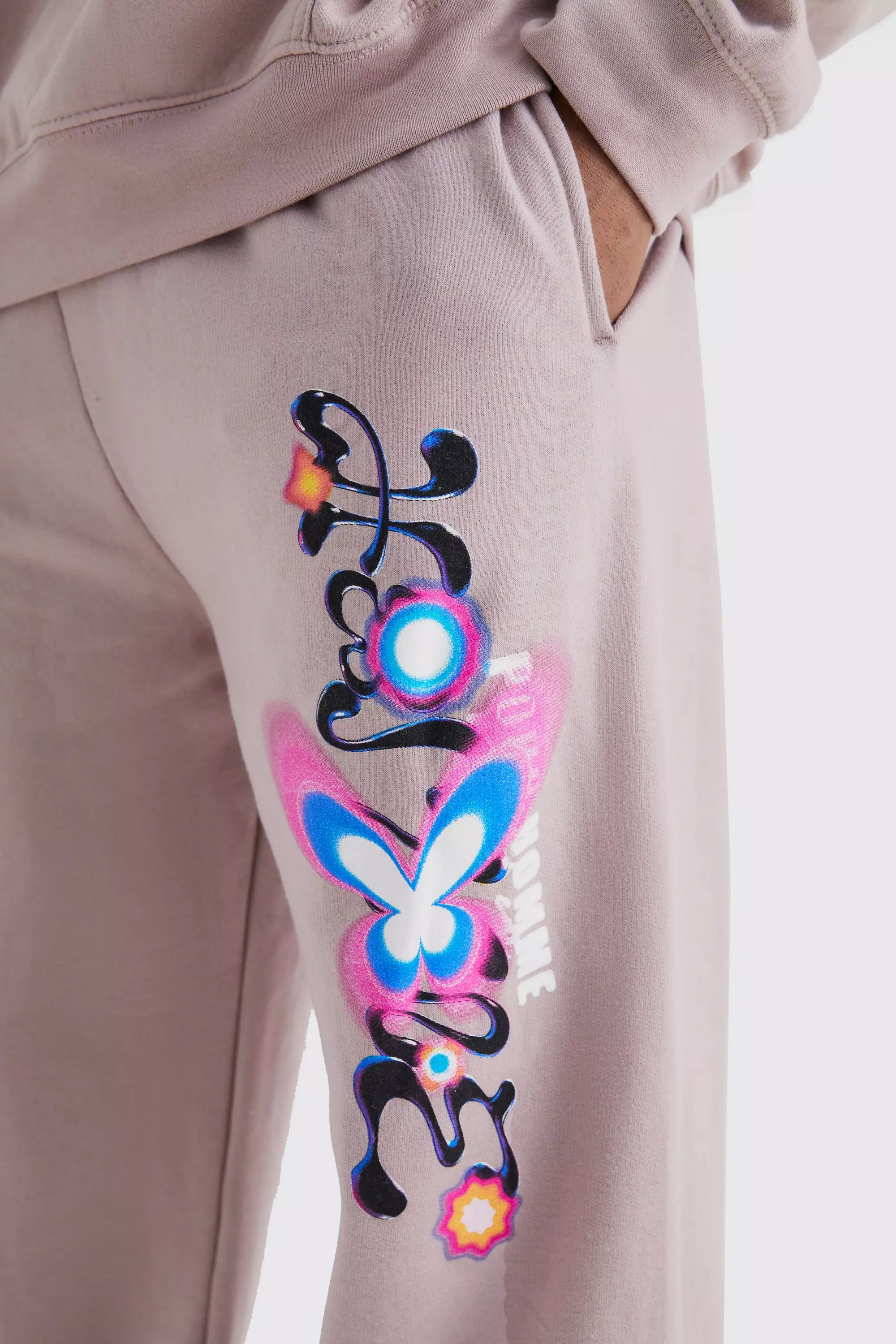 Oversized Homme Butterfly Print Jogger boohooMAN UK