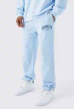 Blue Oversized Brooklyn Nyc Varsity Sweatpants