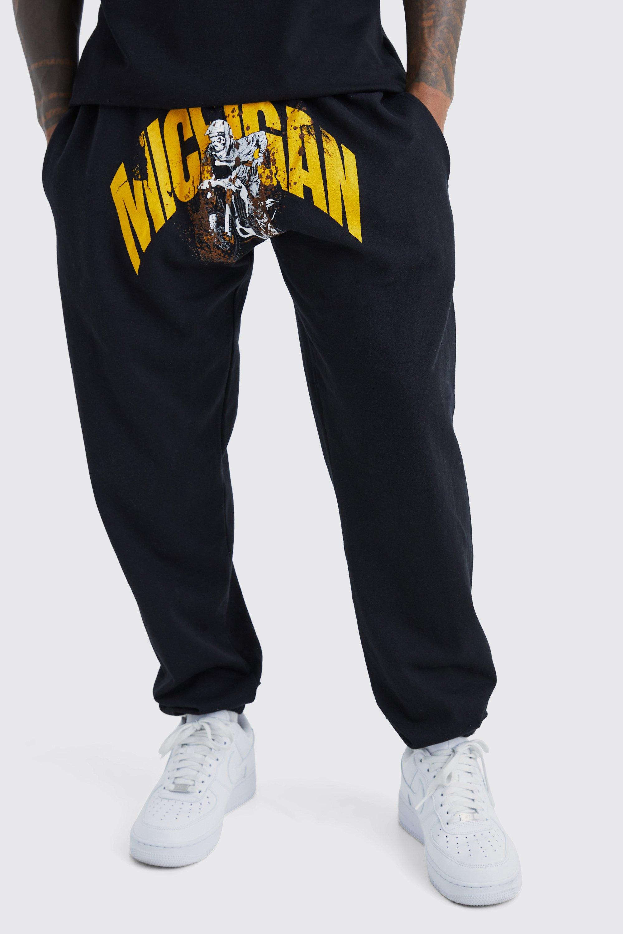 Oversized Vintage Michigan Moto Sweatpants | boohooMAN USA