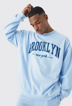 Blue Oversized Brooklyn Nyc Sweatshirt