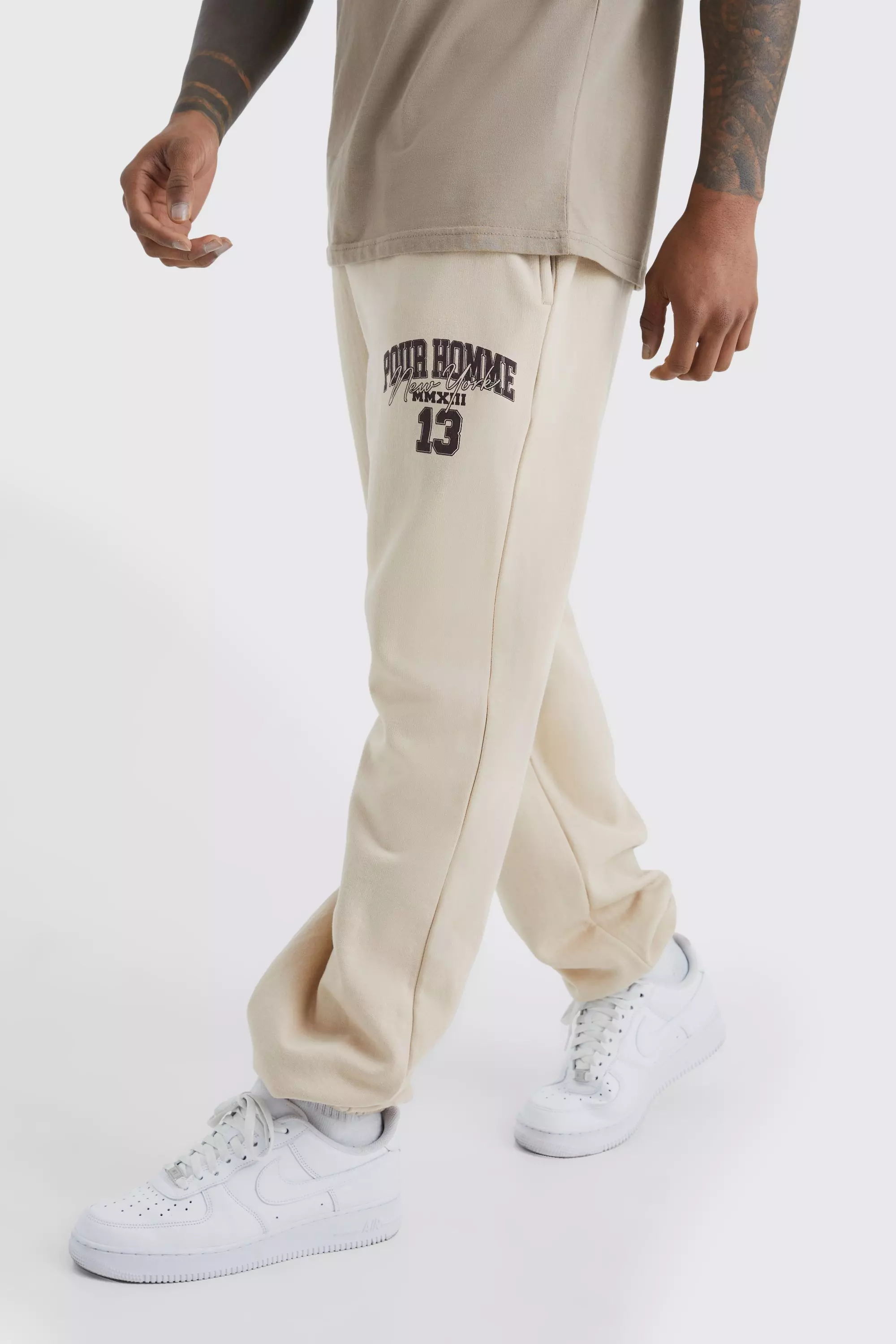 Oversized Pour Homme Varsity Sweatpants Sand