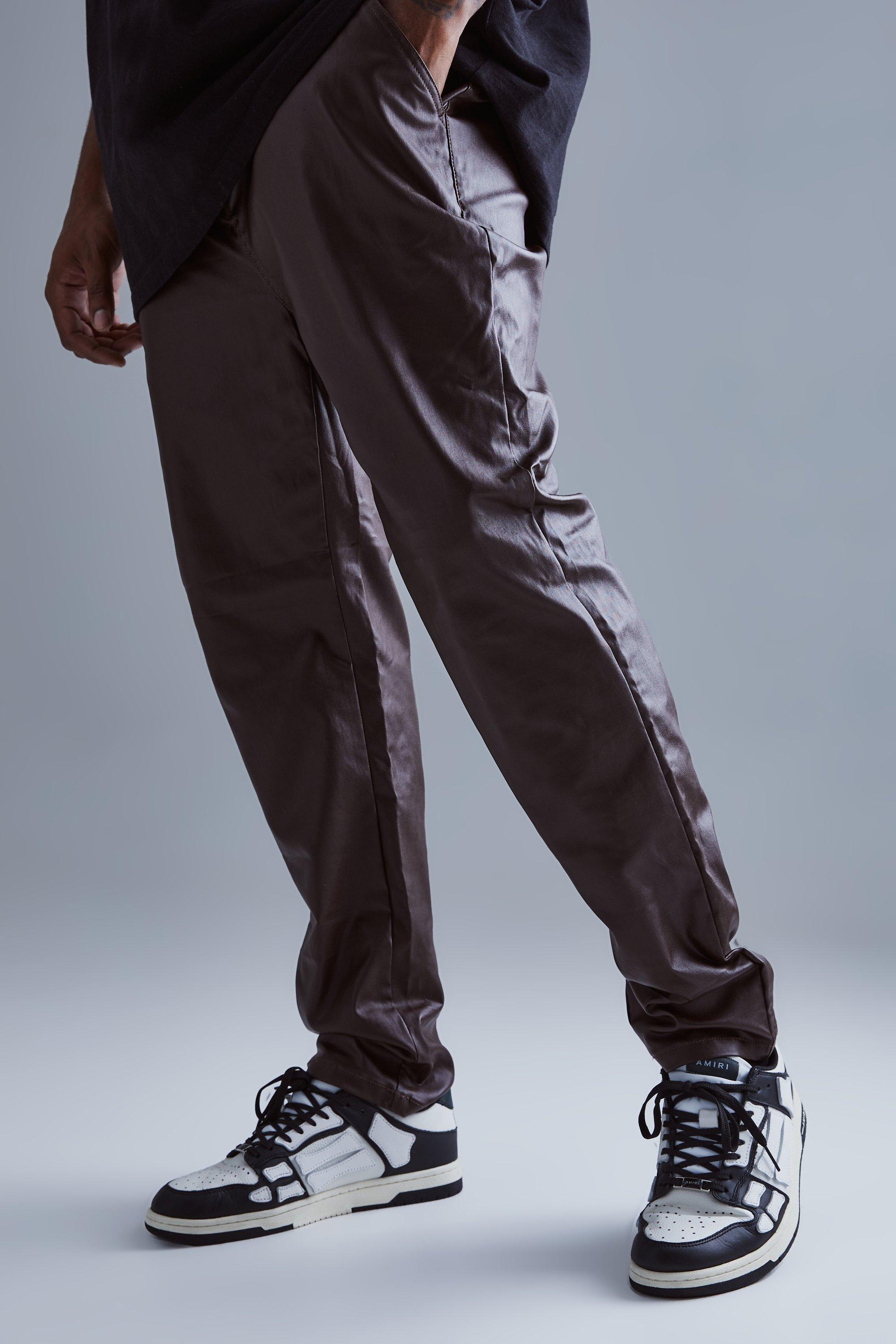 Plus Skinny Fit Coated Twill Trouser | boohooMAN USA