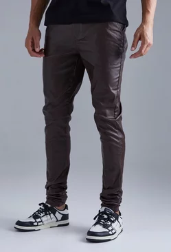 Tall Skinny Stacked Coated Twill Pants Chocolate
