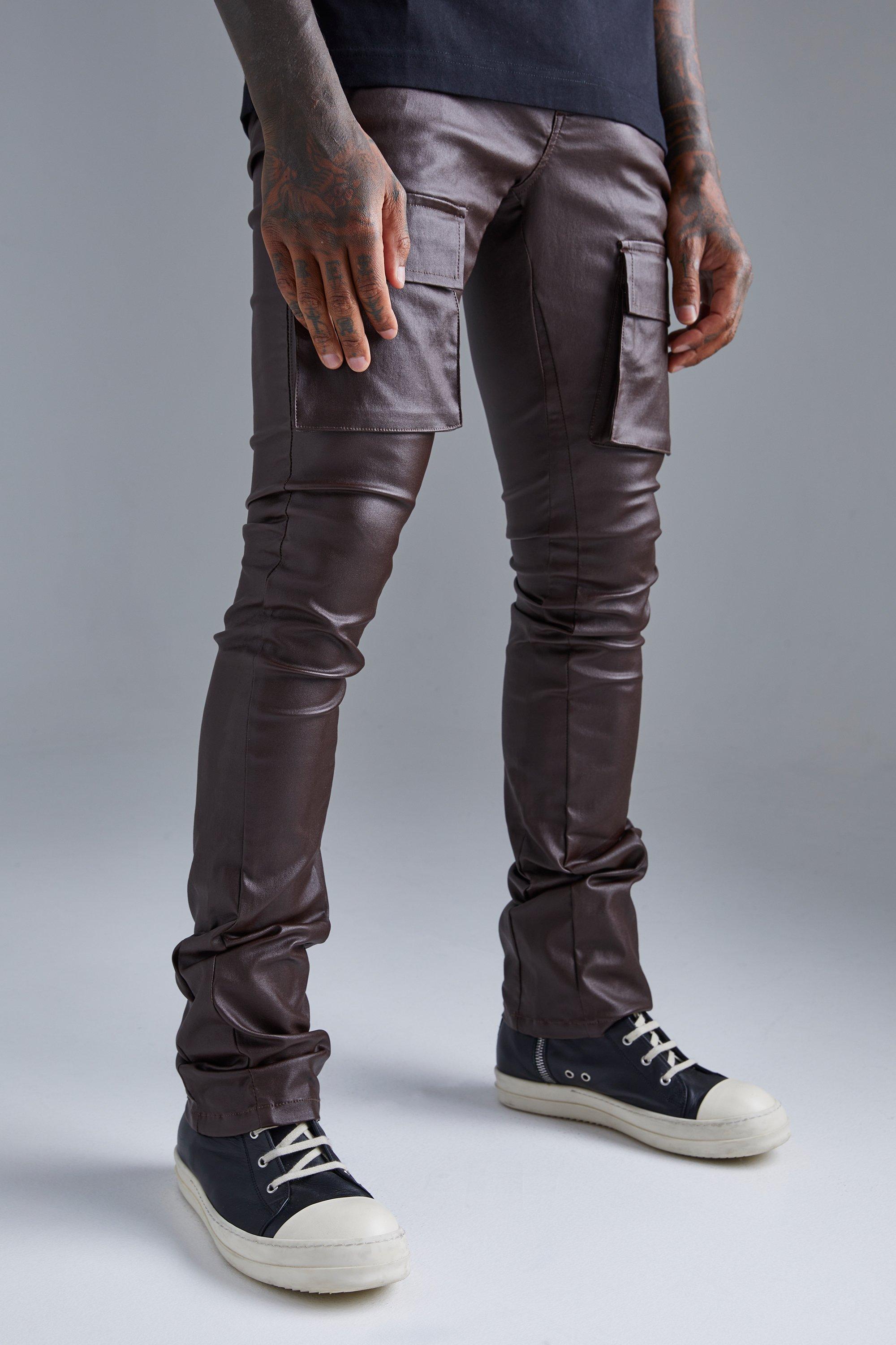 Skinny Stacked Flare Coated Cargo Trouser