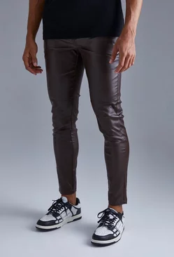Skinny Fit Coated Twill Pants Chocolate