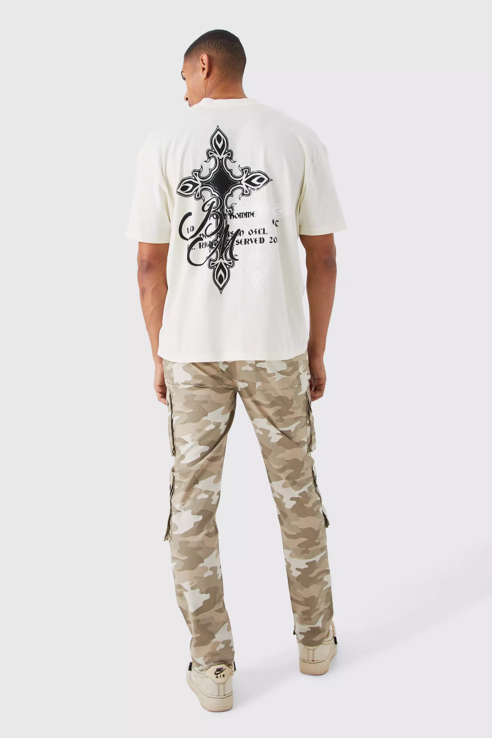 Pantalon cargo slim à imprimé camouflage, Sand autre image