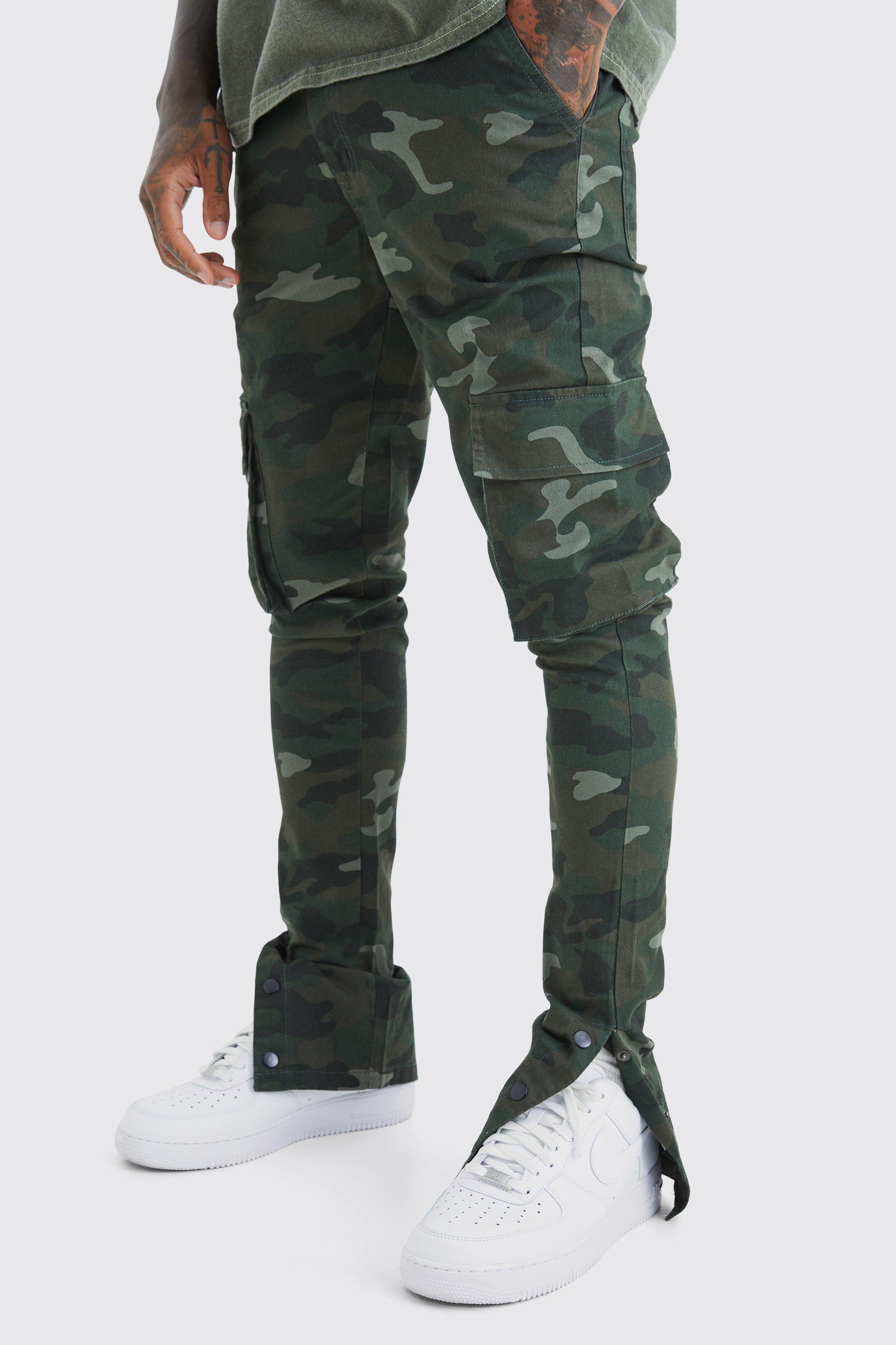 Mens skinny hot sale camo cargo pants