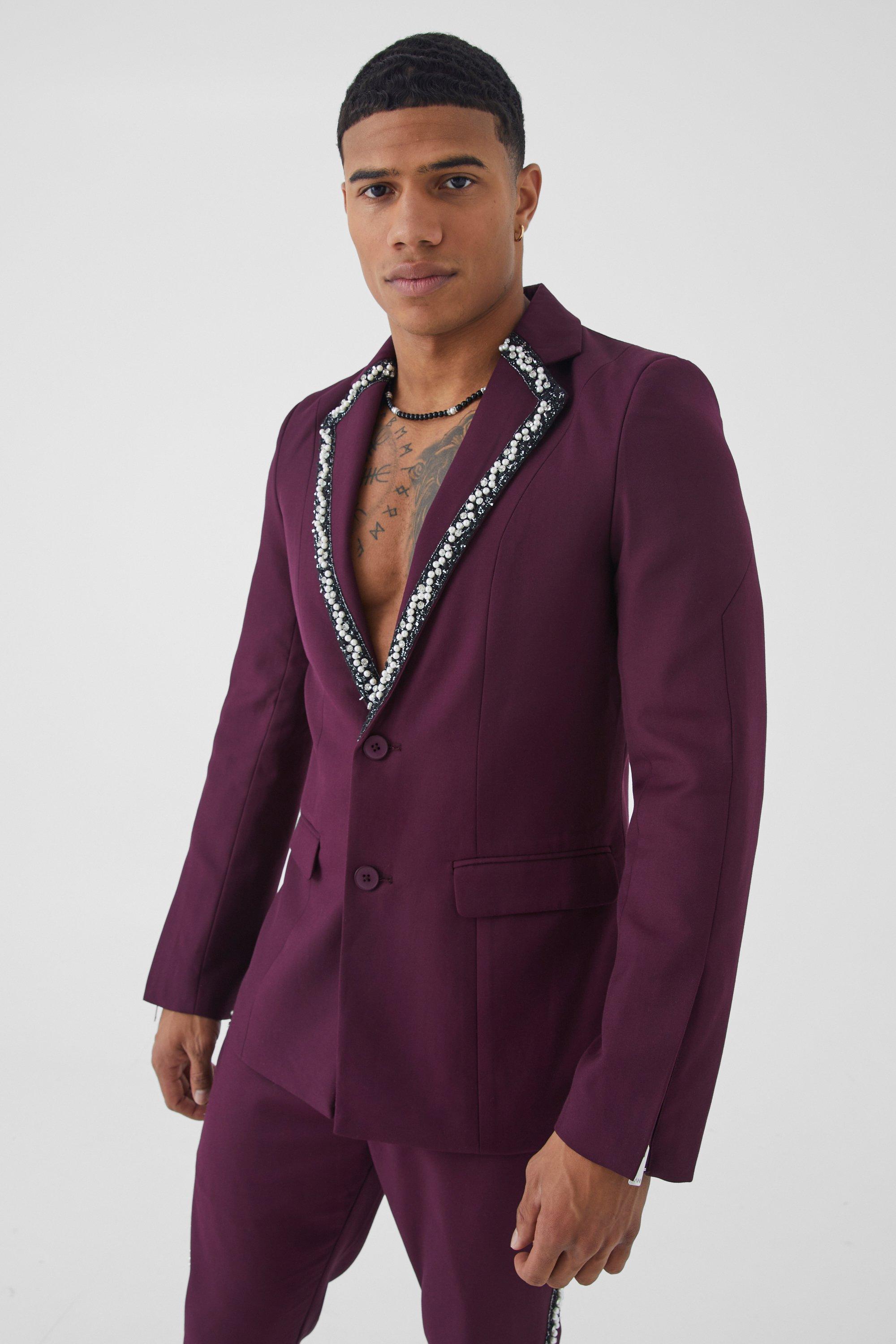 Plum Versierde Skinny Fit Blazer Met Enkele Rij Knopen