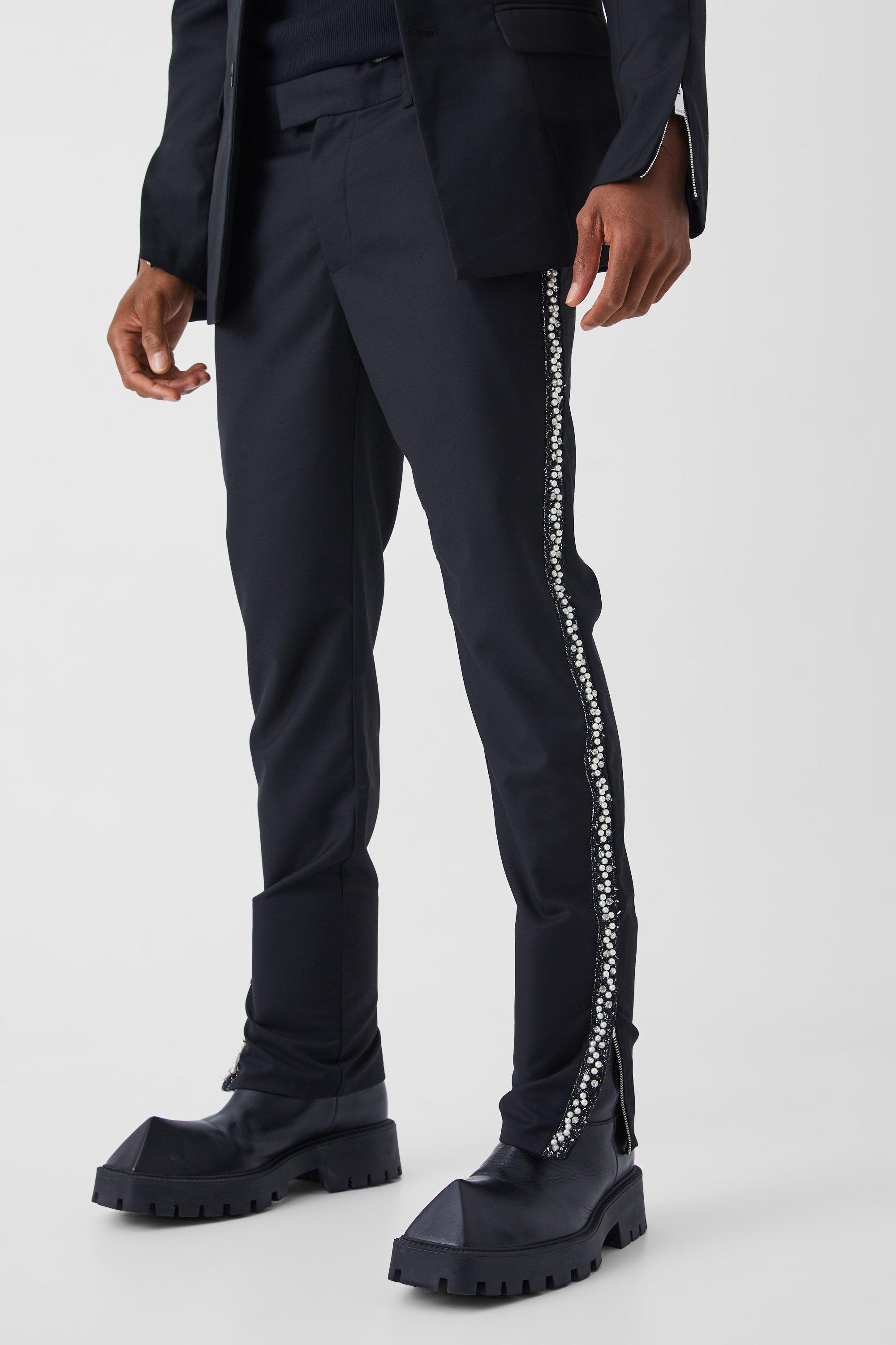 Black Skinny Fit Embellished Trouser