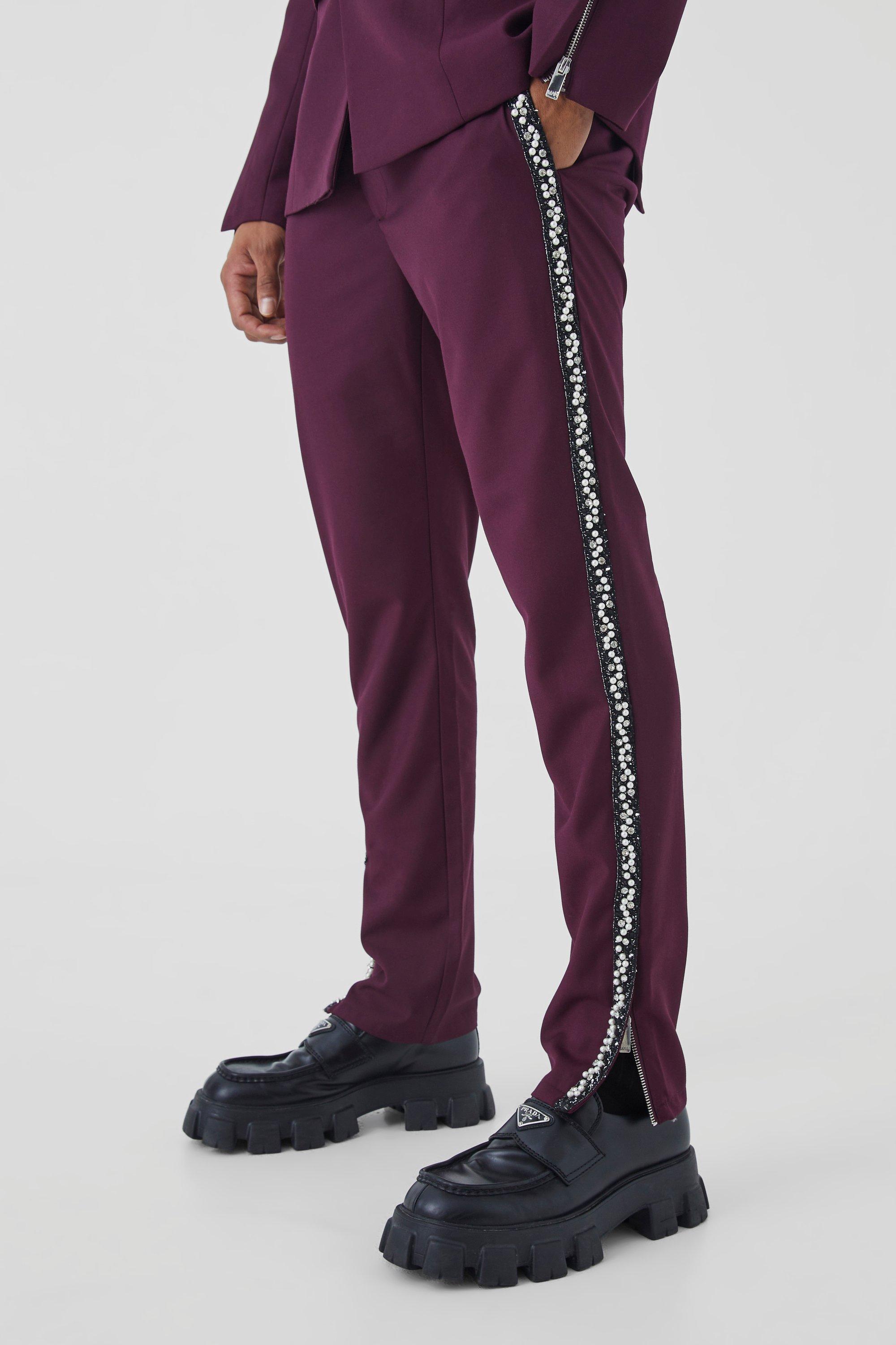 Plum Skinny Fit Embellished Pants