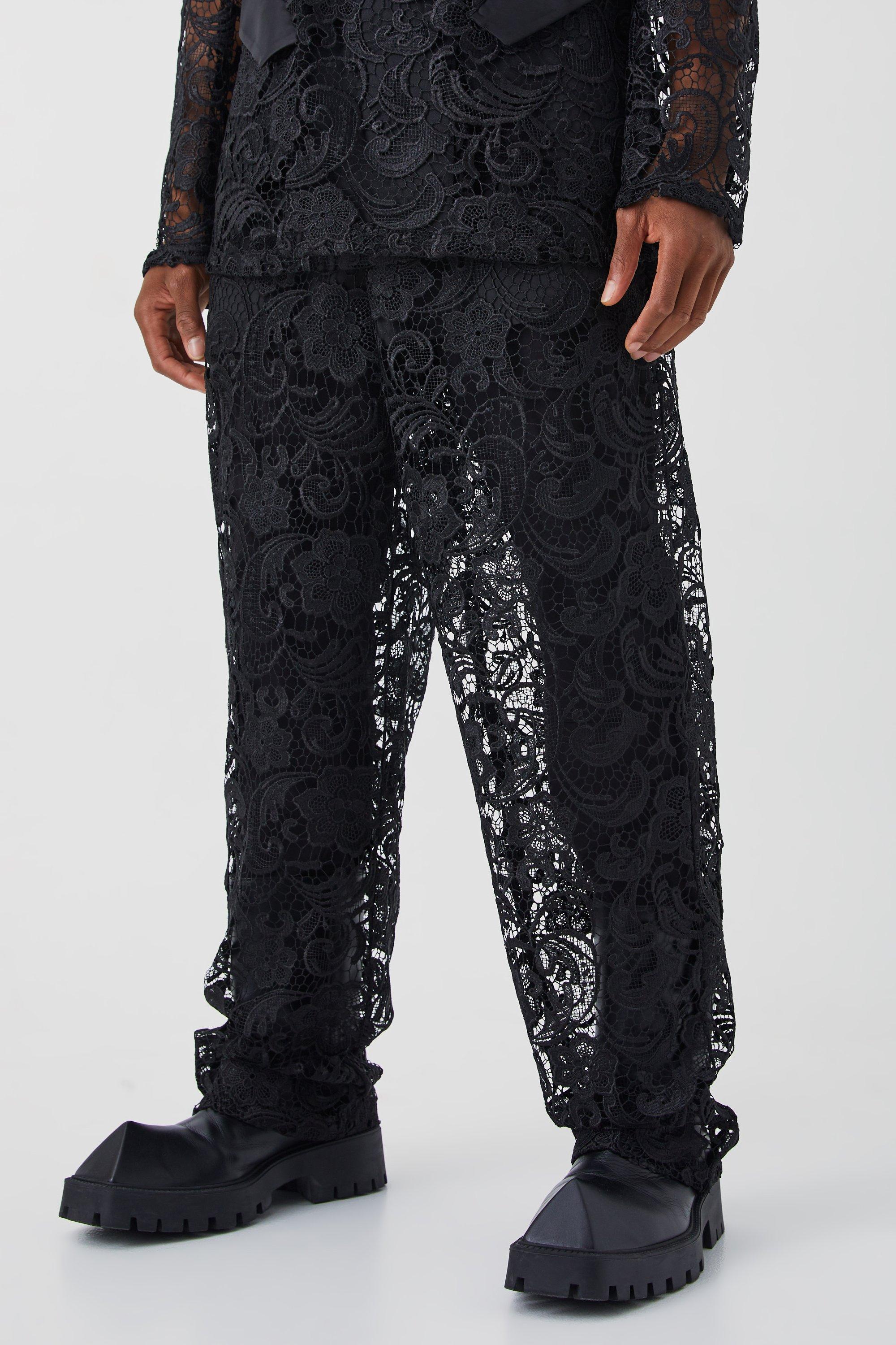 Relaxed Fit Lace Suit Pants