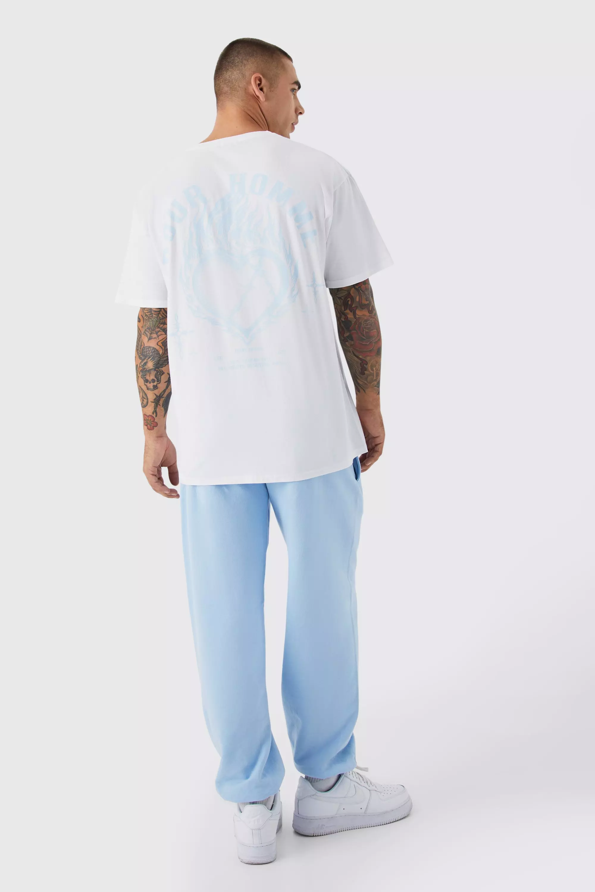 Blue Oversized Pour Homme T-shirt & Sweatpants Set