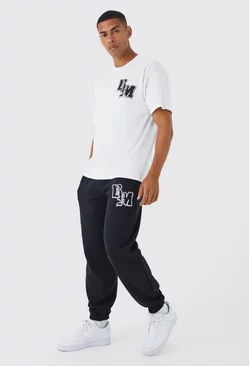 Oversized Bm Graphic Tee & Sweatpants Set Black