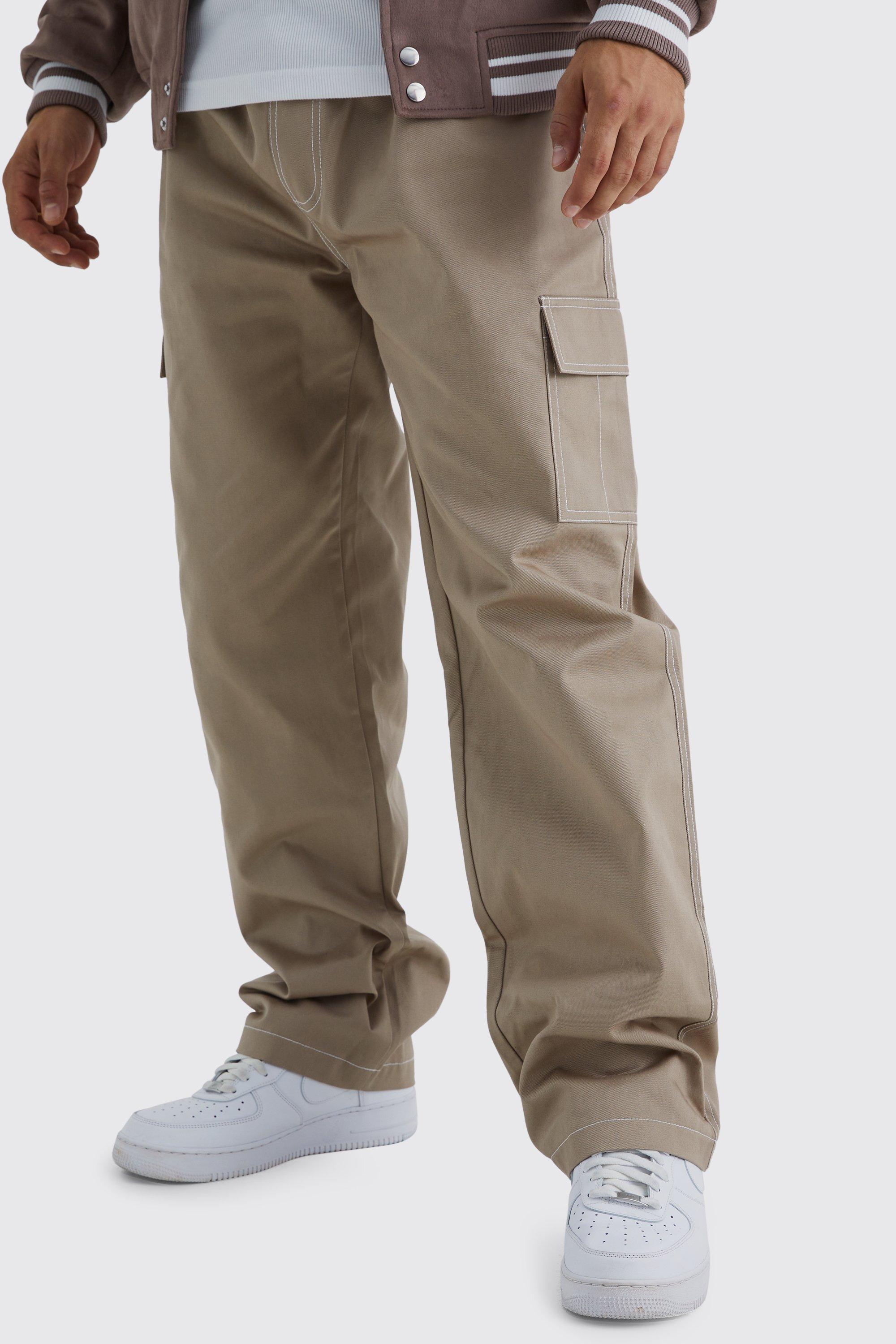 Khaki Contrast Waistband Tailored Trousers