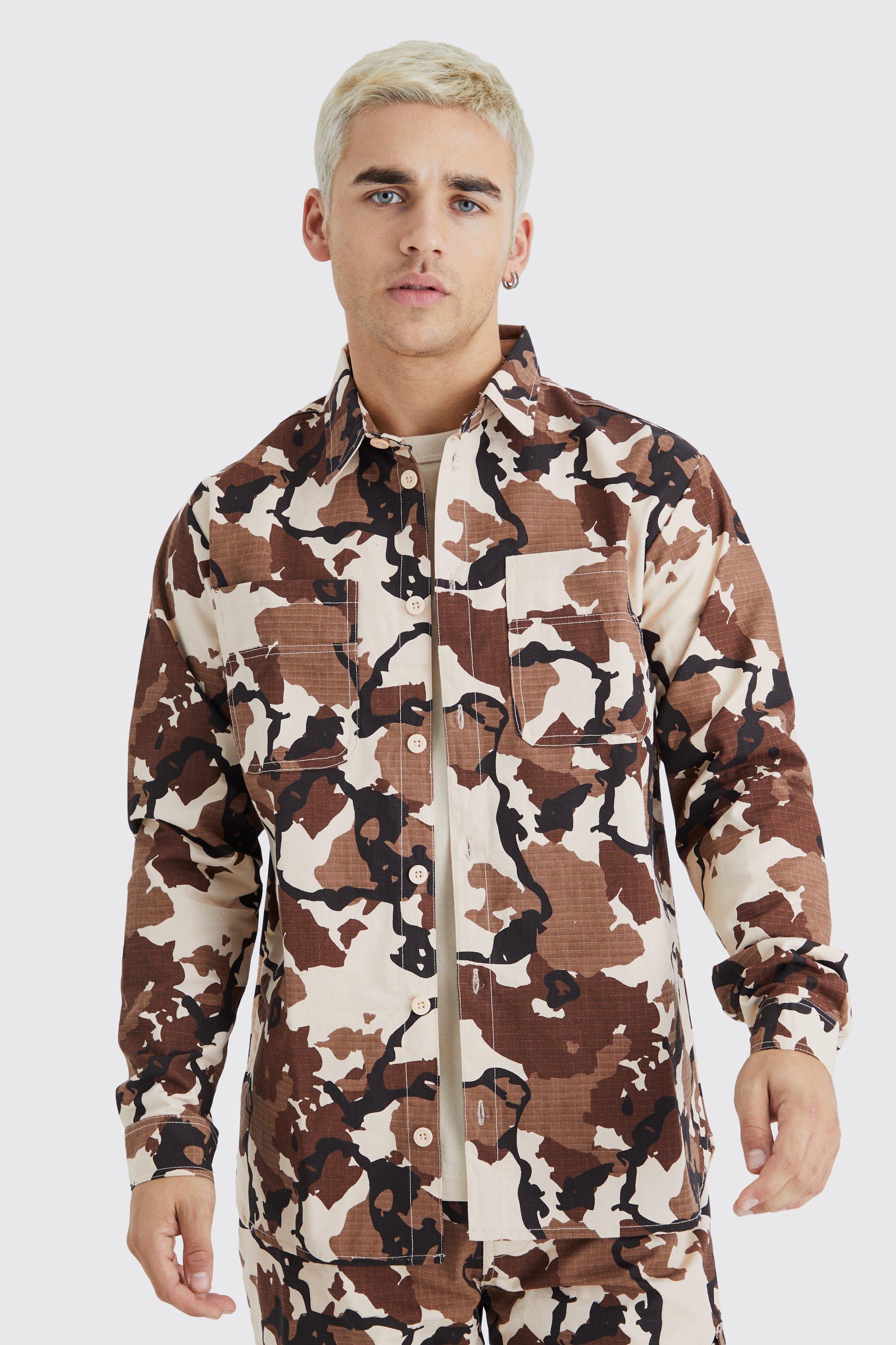 boohoo Mens Camo Transparent Puffer - Multi S