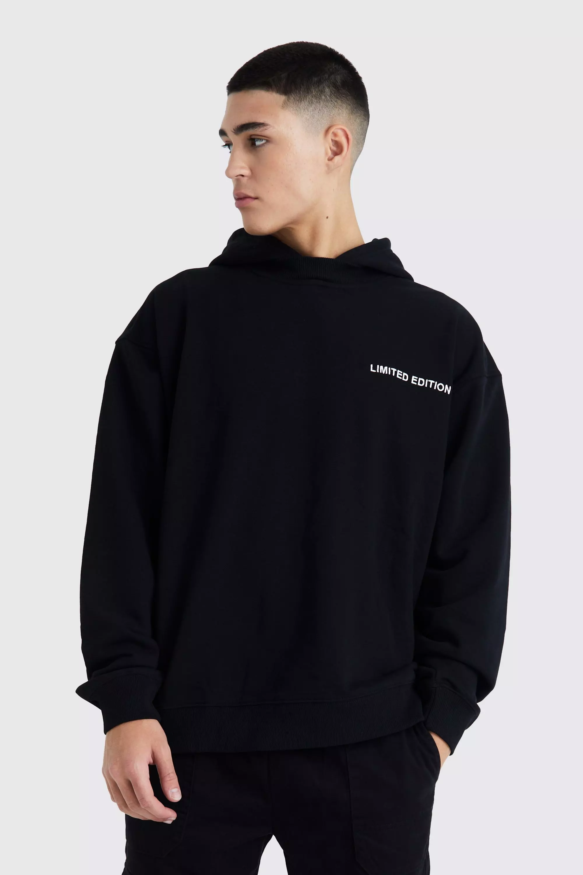 Oversized Heavyweight Hooded Sweatshirt Black