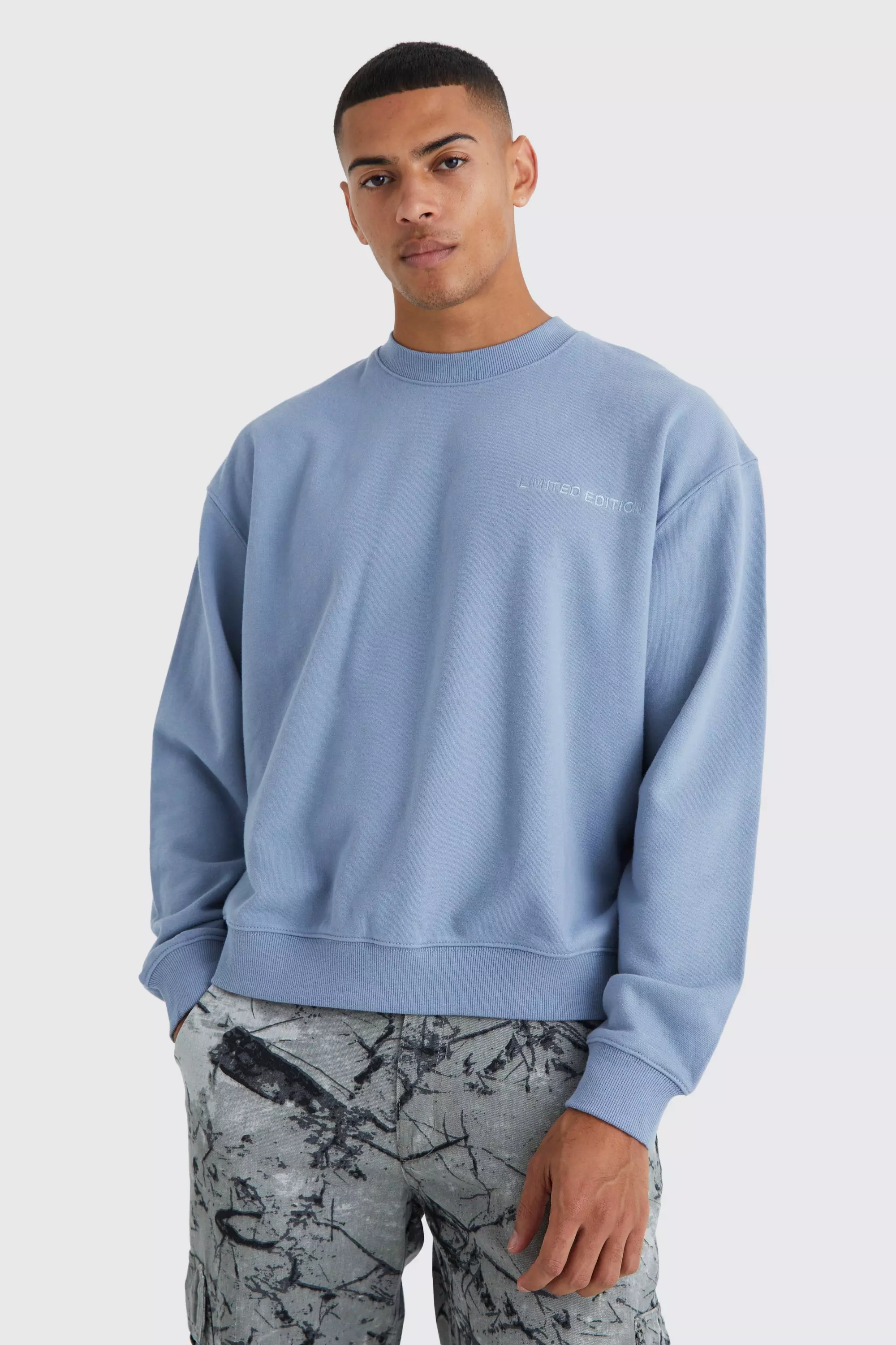Blue Oversized Boxy Heavyweight Sweatshirt