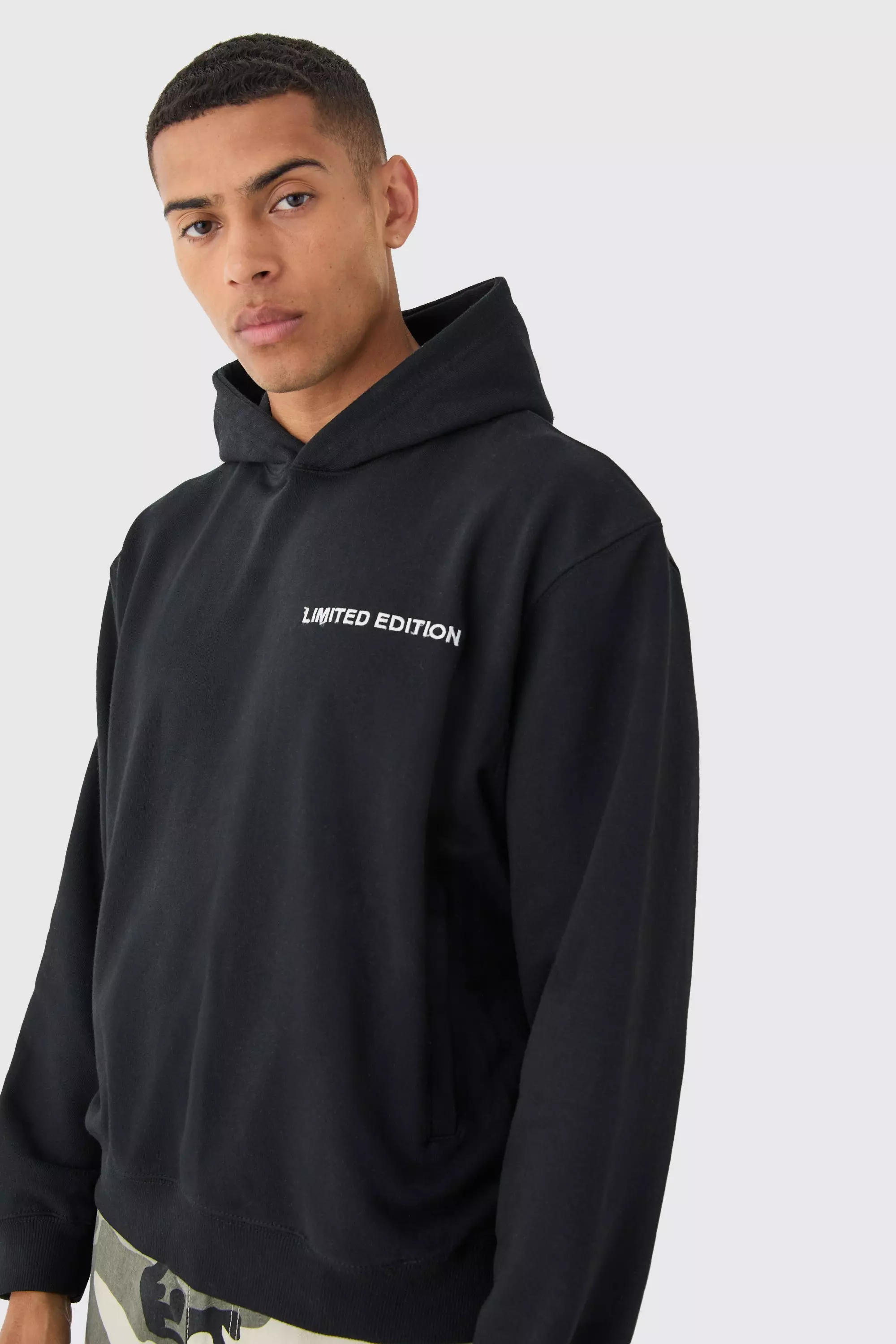 Oversized Boxy Loopback Hoodie boohooMAN USA