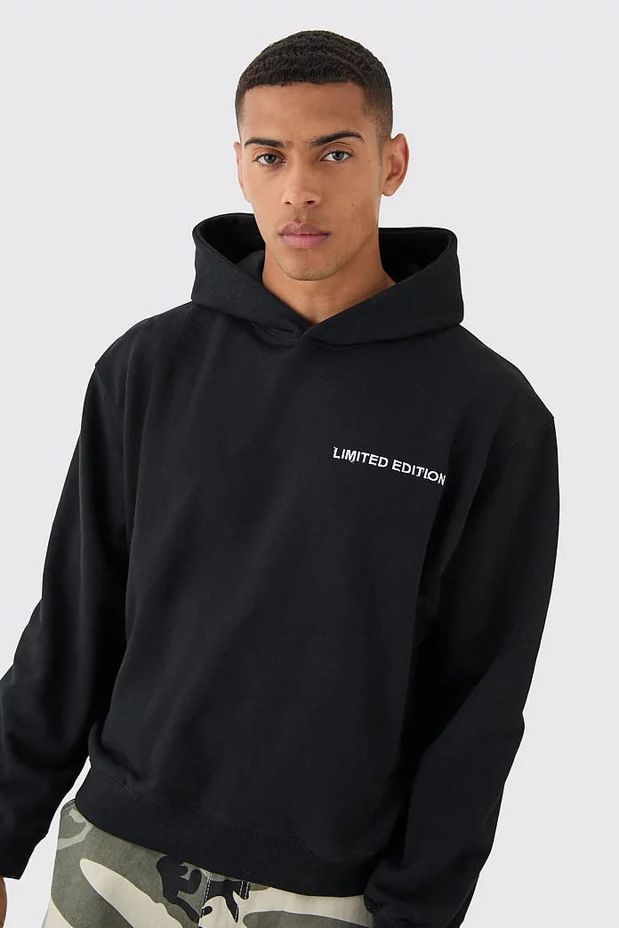 Oversized Boxy Loopback Hoodie | boohooMAN USA Oversized Boxy Loopback Hoodie | boohooMAN USA