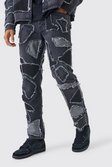 Washed black Straight Rigid Distressed Patchwork Jean