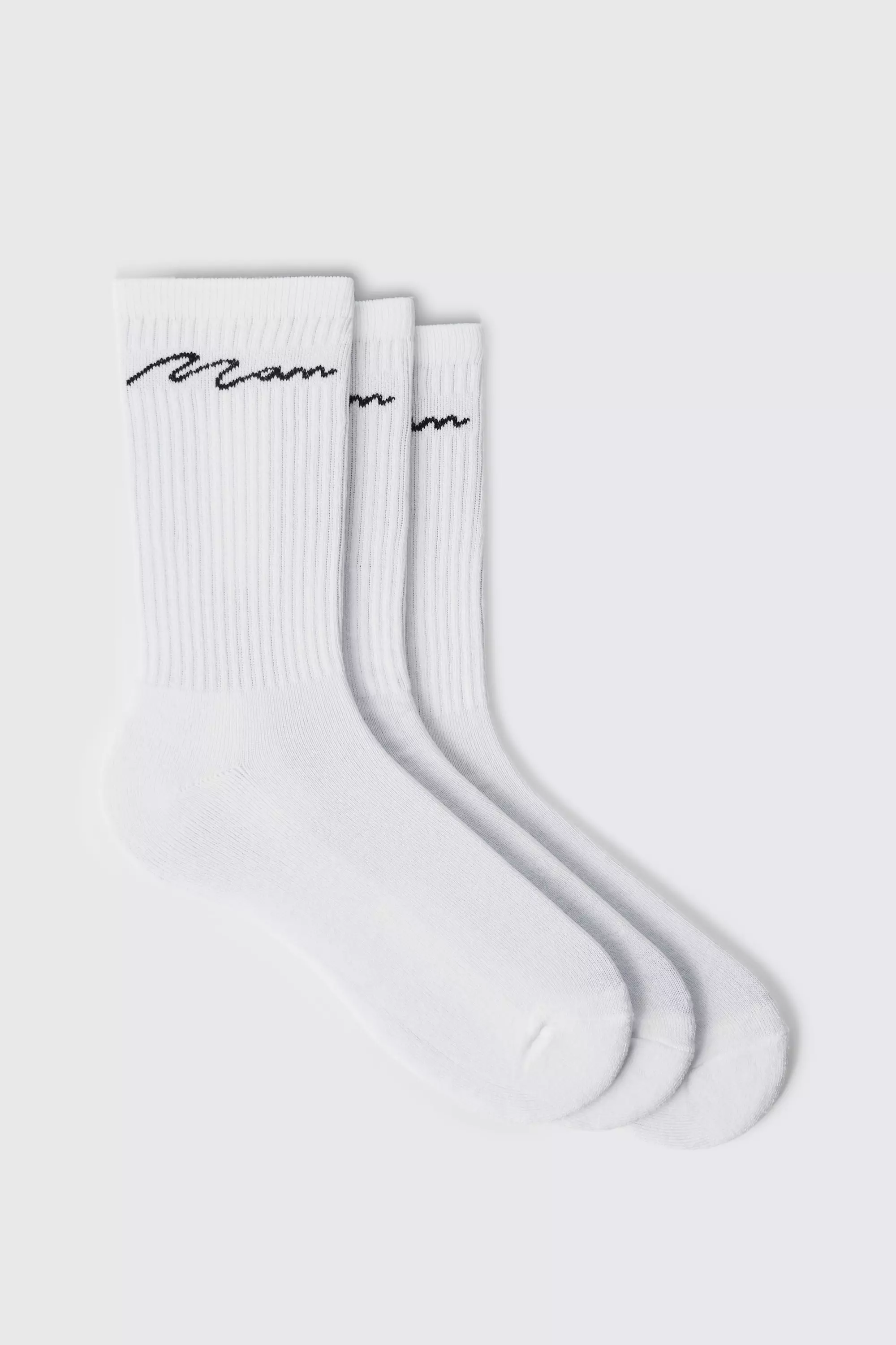 3 Pack Man Signature Sport Socks White