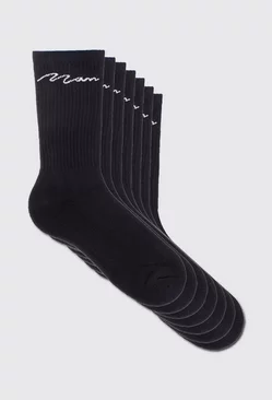 7 Pack Man Signature Sport Socks Black