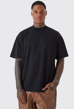 Oversized Heavyweight Extended Neck T-shirt Black
