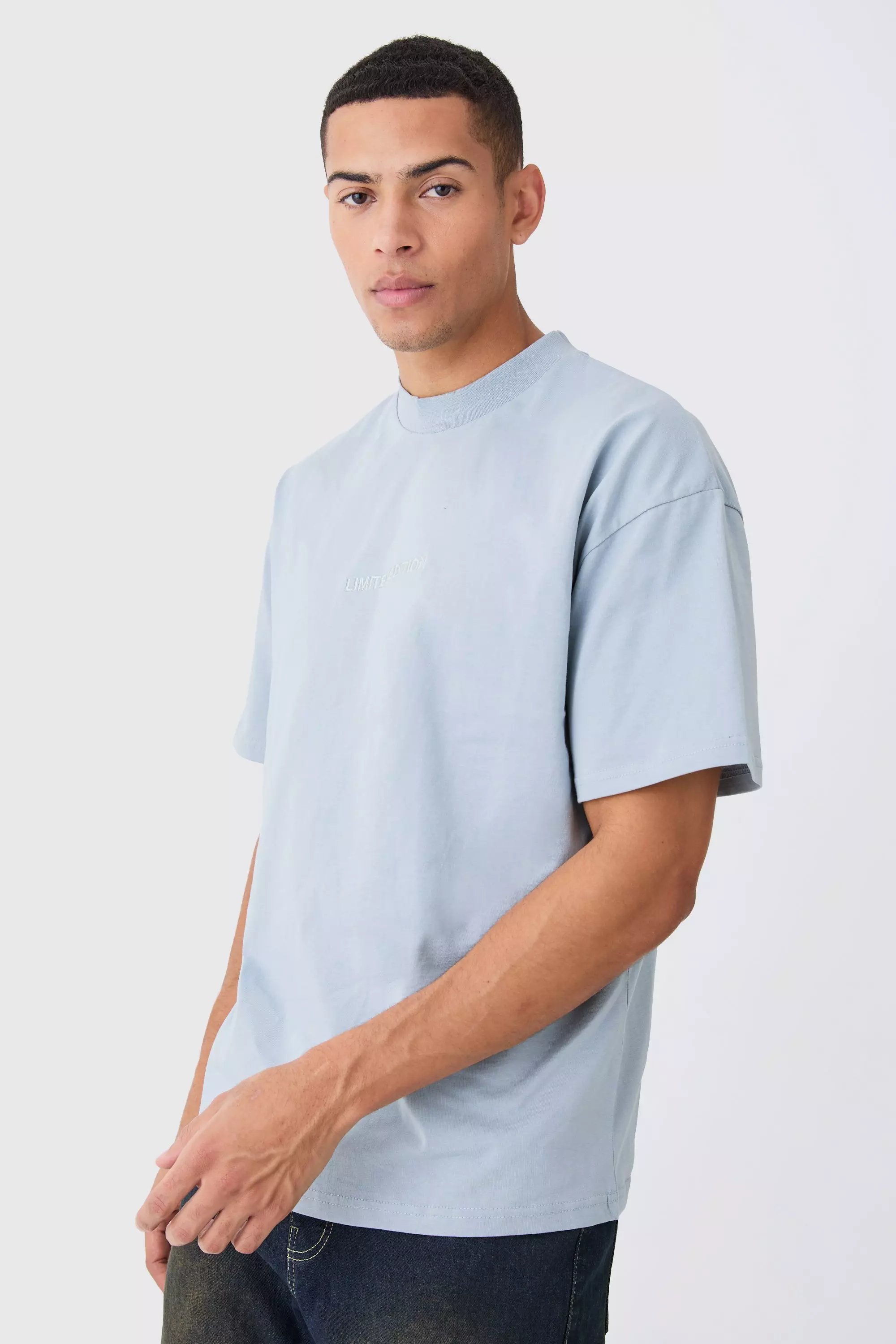 Blue Oversized Heavyweight Extended Neck T-shirt