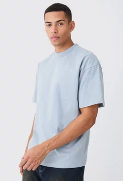 Dusty-blue Blue Oversized Heavyweight Extended Neck T-shirt