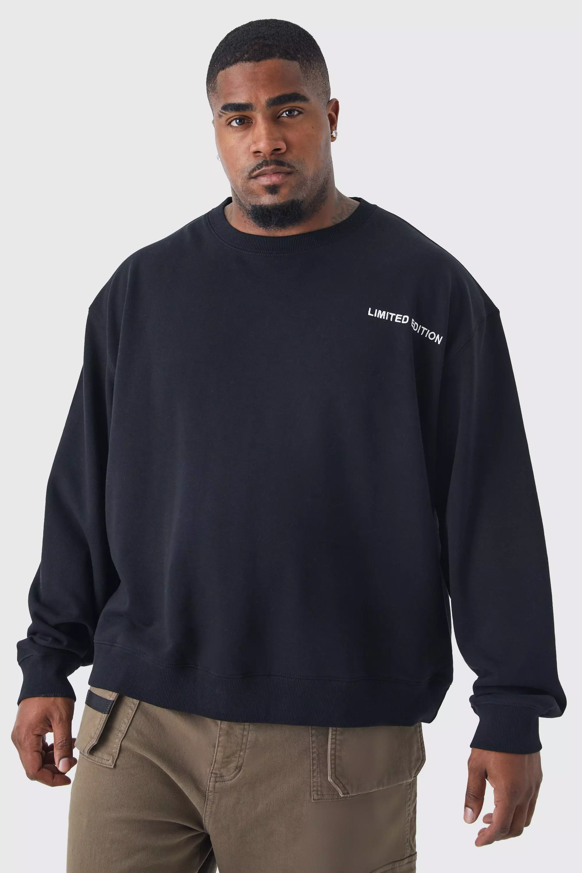 Black Plus Oversized Boxy Heavyweight Sweatshirt
