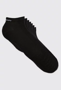 Black 7 Pack Man Signature Sneaker Socks