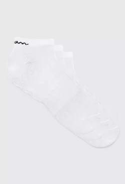 White 3 Pack Man Signature Sneaker Socks