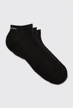 3 Pack Man Signature Sneaker Socks Black
