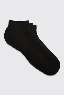 Black 3 Pack Plain Sneaker Socks