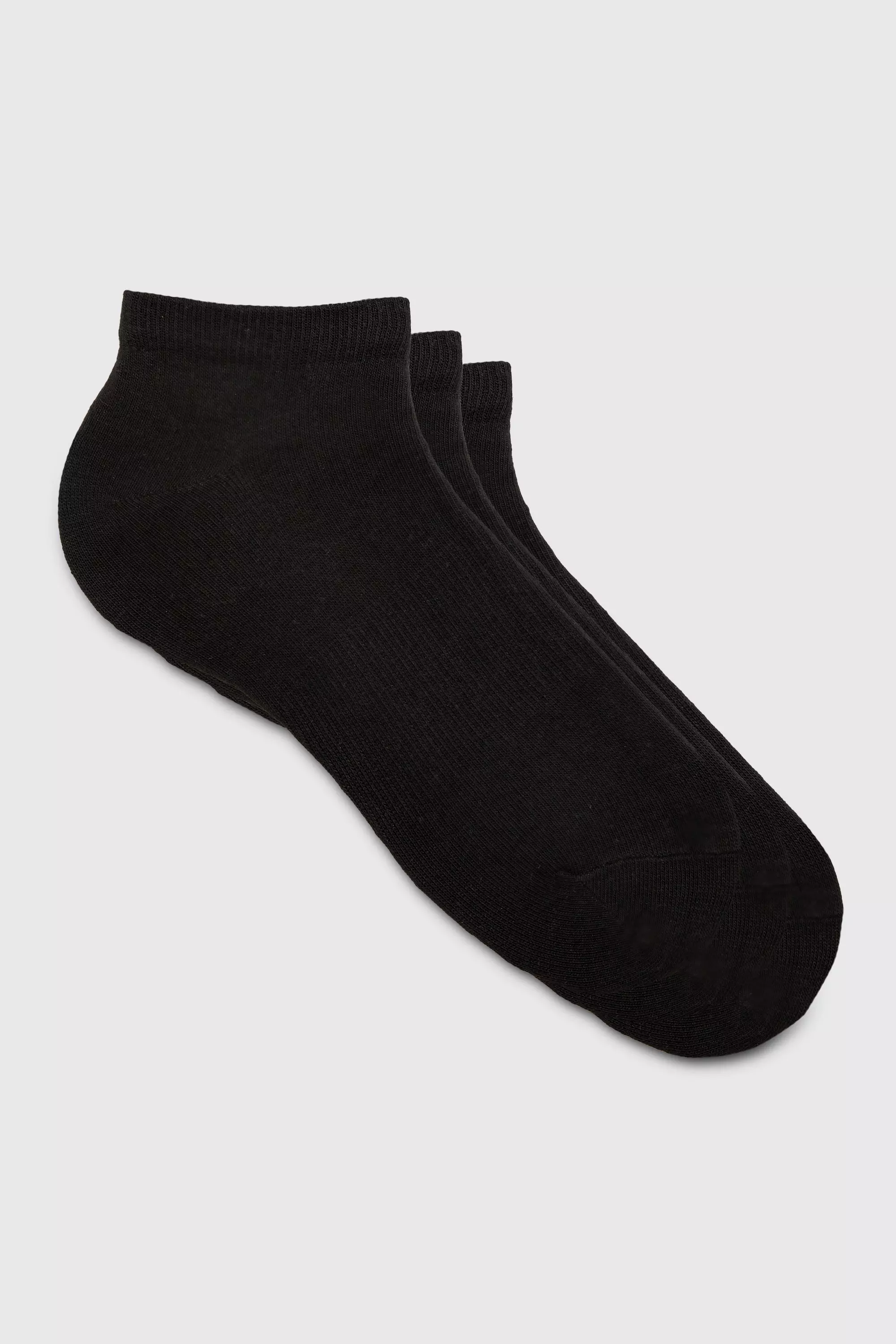 3 Pack Plain Sneaker Socks Black