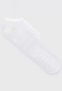 White 7 Pack Plain Sneaker Socks